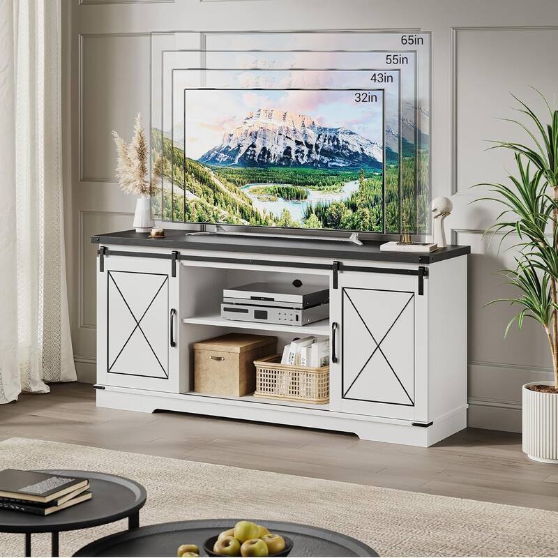 TV Stand, with Sliding Barn Doors, up to 65"