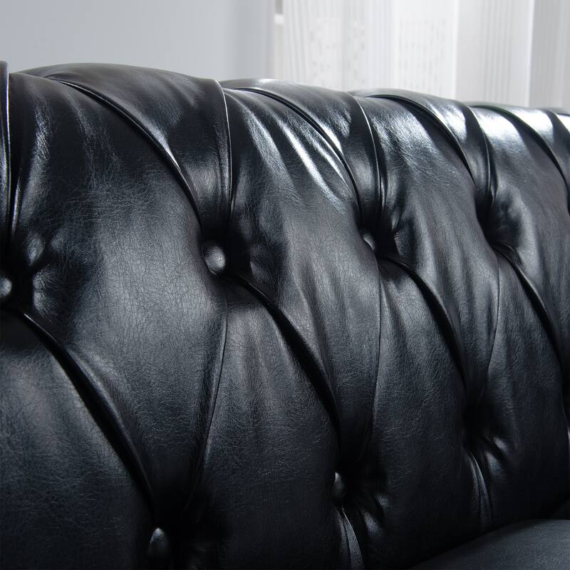 Elegant PU Leather Sofa with Birch Legs and Pocket Spring Support - 3-Seater