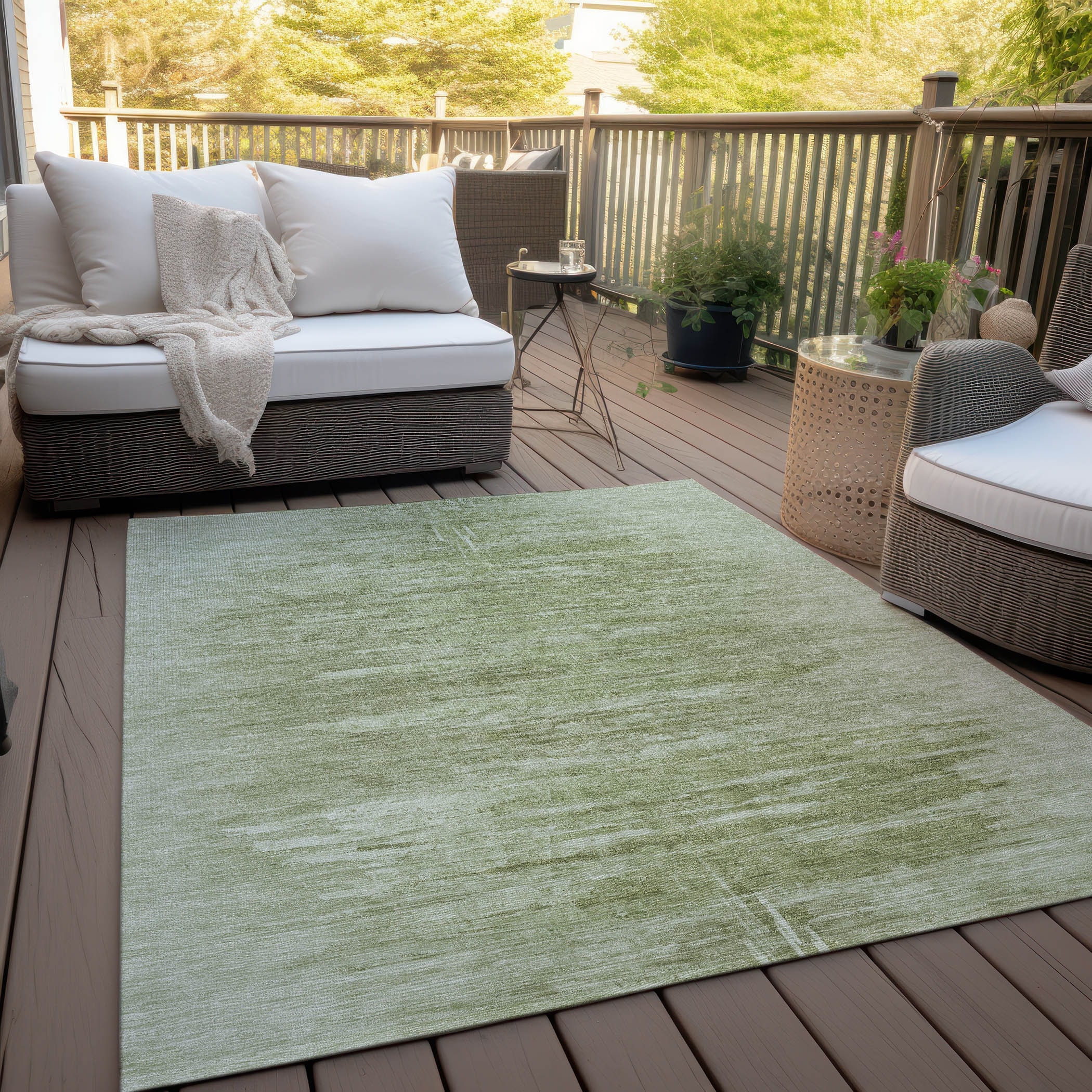 Machine Washable Indoor/ Outdoor Chantille Solid Ombre Rug