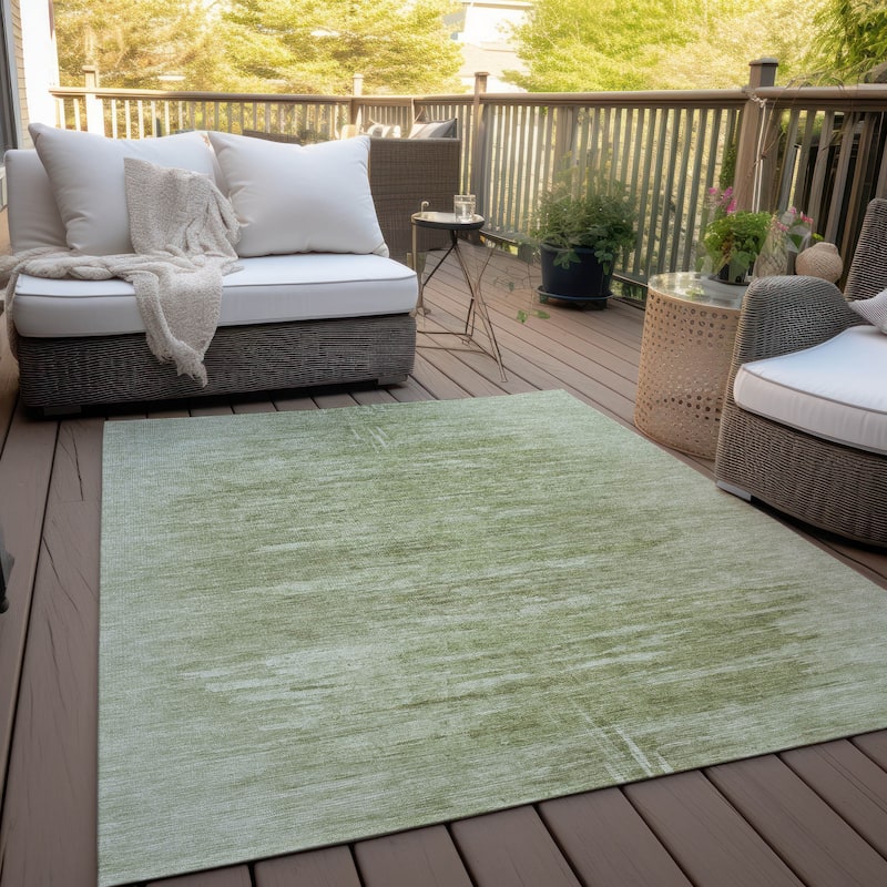 Machine Washable Indoor/ Outdoor Chantille Solid Ombre Rug - Aloe - 10' x 14'