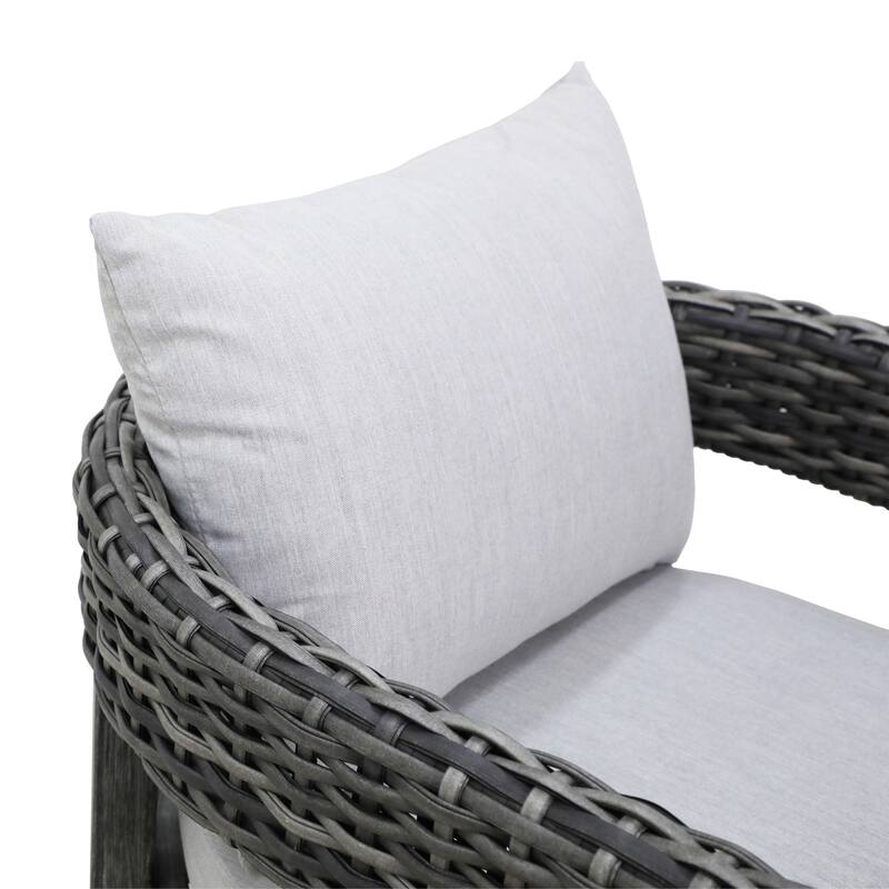 7-Piece Outdoor Patio Woven Dining Set with Gray Cushions