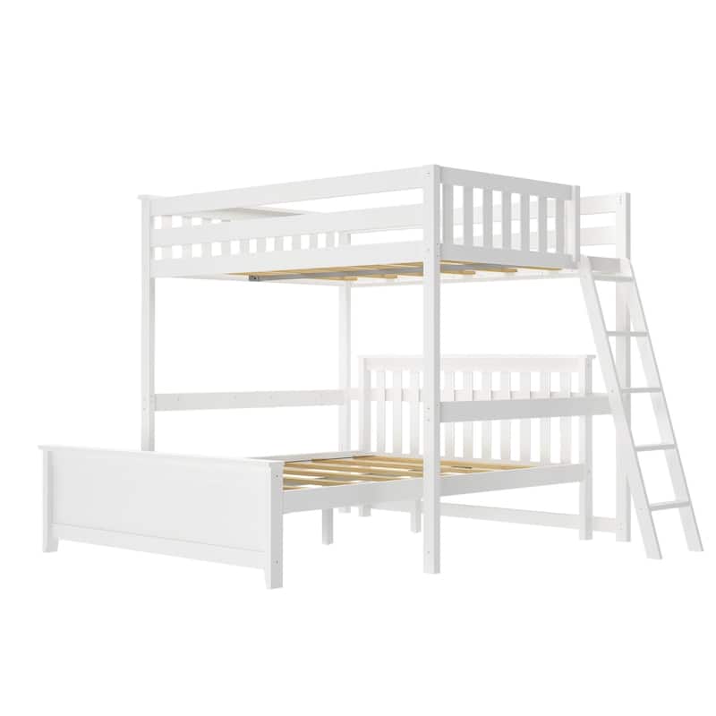 Max and Lily L-Shaped Full over Queen Bunk Bed with Ladder on End