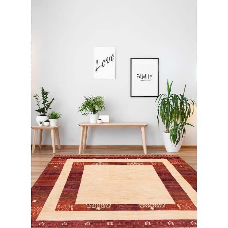 ECARPETGALLERY Hand-knotted Peshawar Ziegler Cream, Dark Copper Wool Rug - 5'6 x 8'0