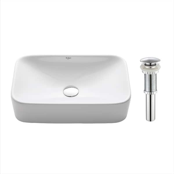 slide 2 of 35, Kraus Elavo 19 inch Rectangle Porcelain Ceramic Vessel Bathroom Sink
