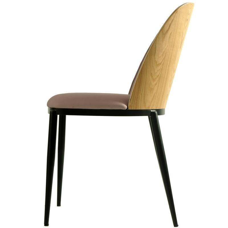Dining Chair with Upholstered Seat and Back Side Chair with MDF Wood Frame in Black Steel