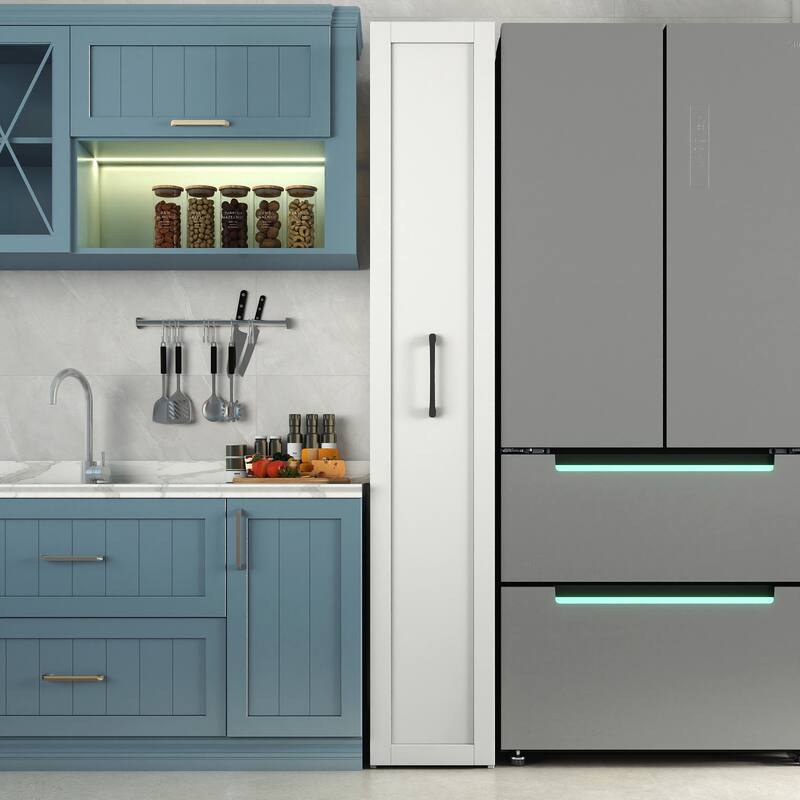Large, Slim Storage Cart, Kitchen Rolling Cart, Narrow Storage Cabinet with Handle & Wheels, Small Spaces