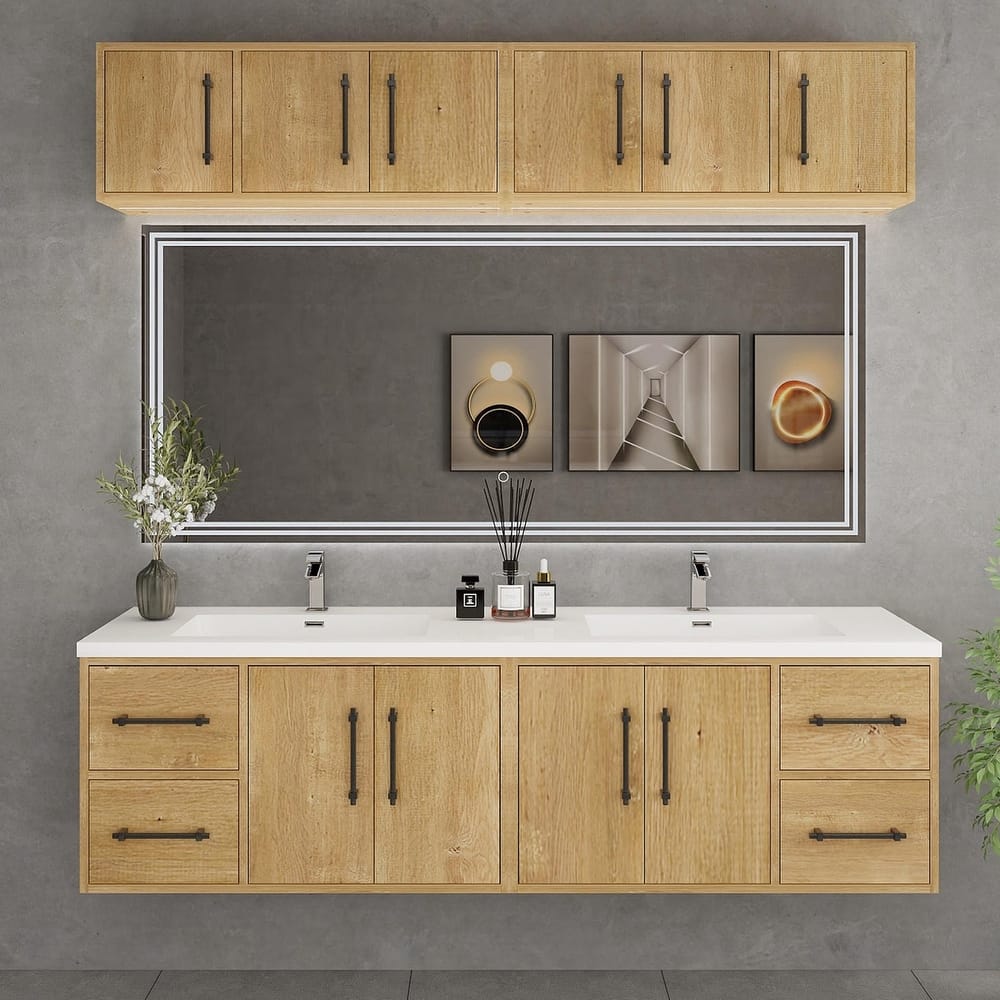 Victoria 72'' Double Sink Wall-Mounted Vanity Set with Motion Sensor LED light Top Cabinet