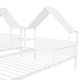 preview thumbnail 8 of 10, Space-Saving Metal Double Twin Platform Bed Frame w/House-Shaped Headboard & a Built-in Nightstand, No Box Spring Needed, White