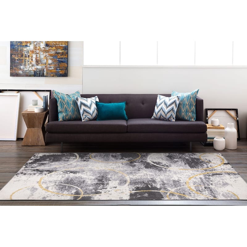 World Rug Gallery Distressed Modern Abstract Area Rug
