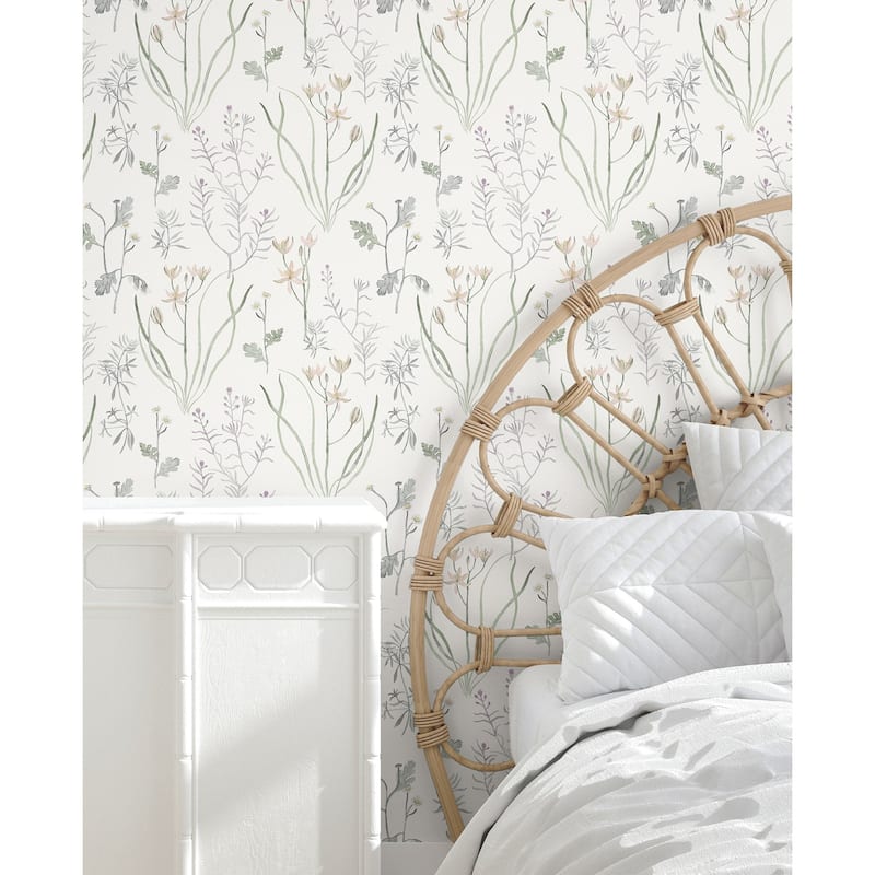 York Wallcoverings Lavender Alpine Botanical Peel and Stick Wallpaper