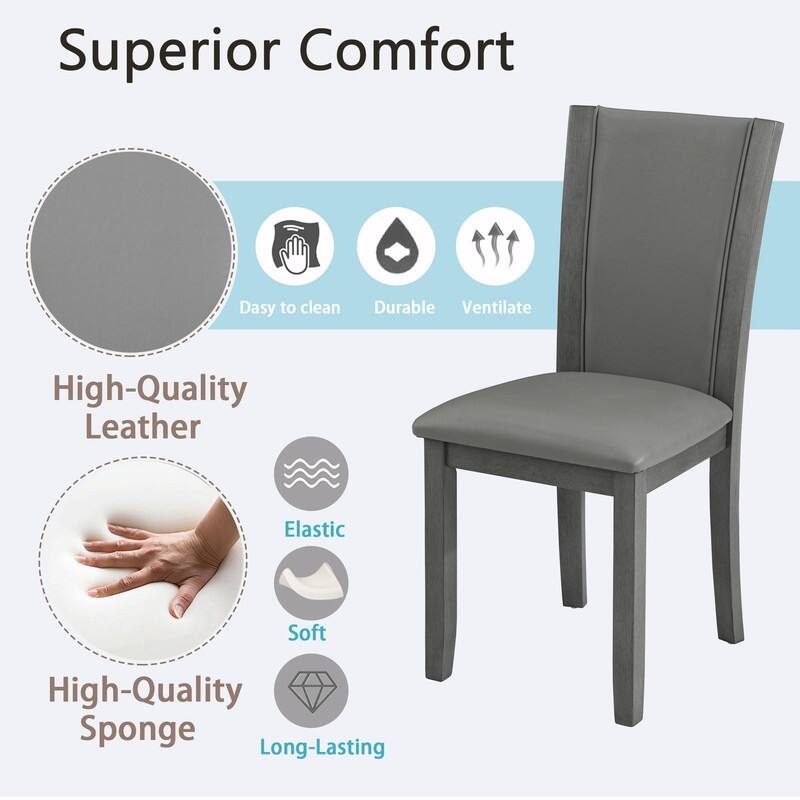 Wooden Dining Chairs Set of 4, Upholstered Side Chairs with Padded Seat for Kitchen & Dining Room