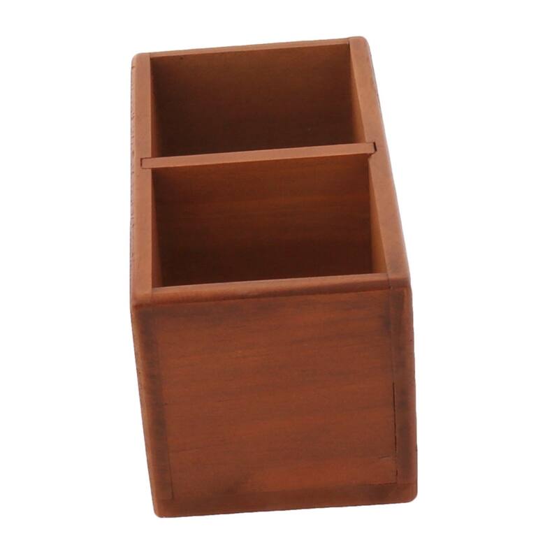 Wood 2 Compartments Remote Control Sundries Storage Organizer Holder Brown