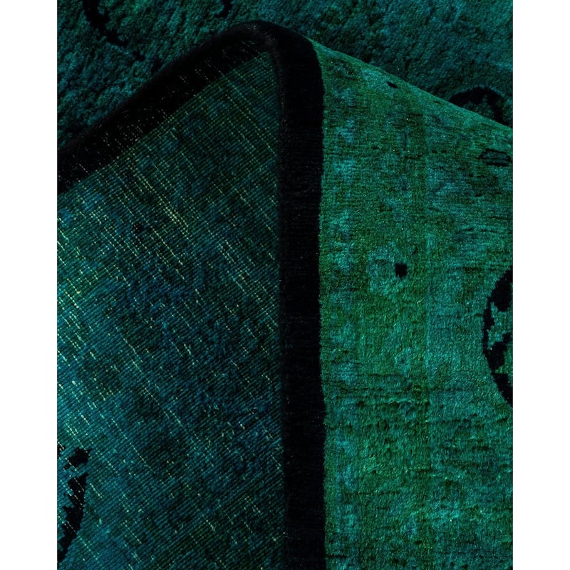 Overton Hand Knotted Wool Vintage Inspired Modern Contemporary Overdyed Blue Area Rug - 4' 7" x 6' 9"