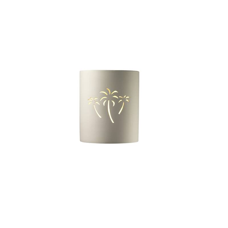 Justice Design Sun Dagger - Small Cylinder Wall Sconce - Open Top & Bottom (Outdoor) - Replaceable Bulb - Bisque