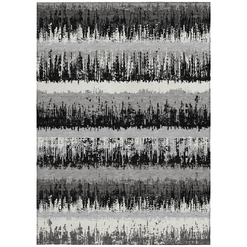 HomeRoots Striped Transitional Rectangle Outdoor Rug