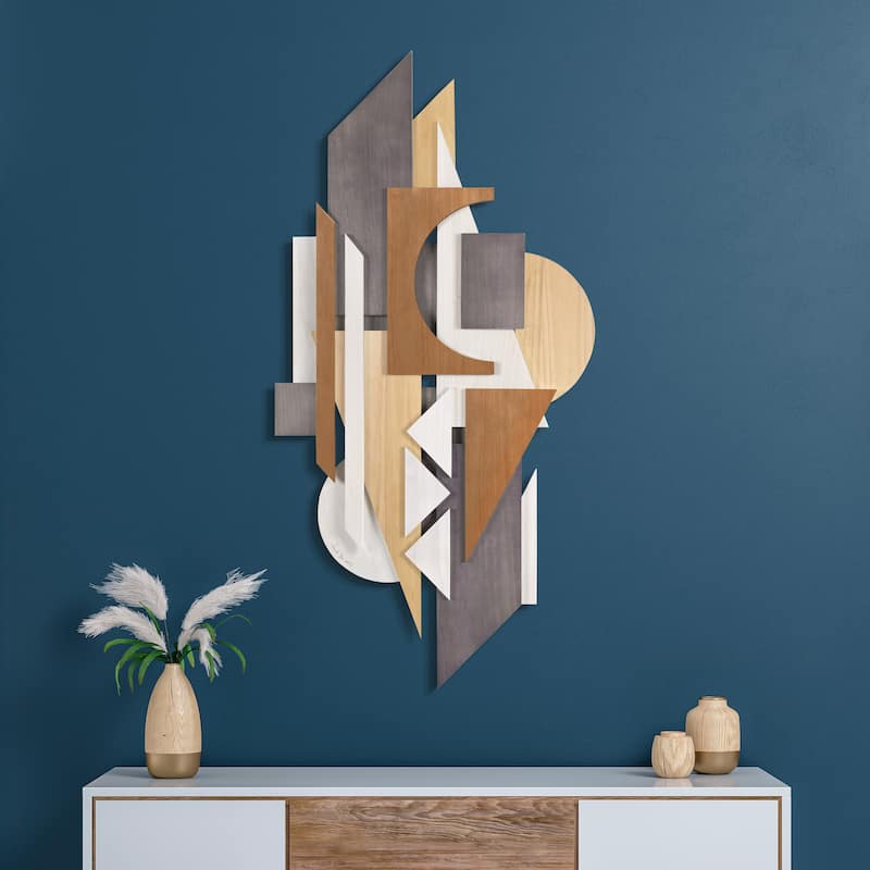 "Moonlit Mist" Hand Made & Hand Finished Dimensional Solid Paulownia Wood Abstracts Wall Art