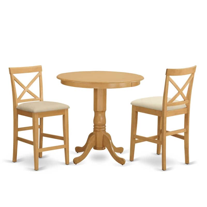 HomeStock 3-Pc Natural Oak Finish Solid Wood Top - Dining Room Set - Seats 4