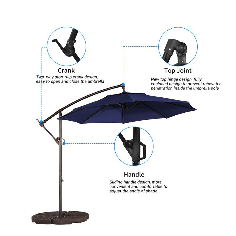 Clihome 10 Ft Patio Offset Cantilever Hanging Canopy Umbrella