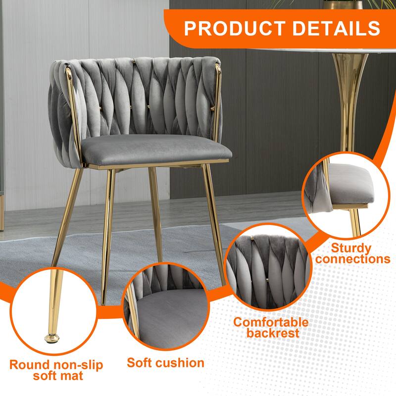 Makeup Chair, Home Backrest Light Luxury Dining Chair, Balcony Table Edge Chair (set of 2)
