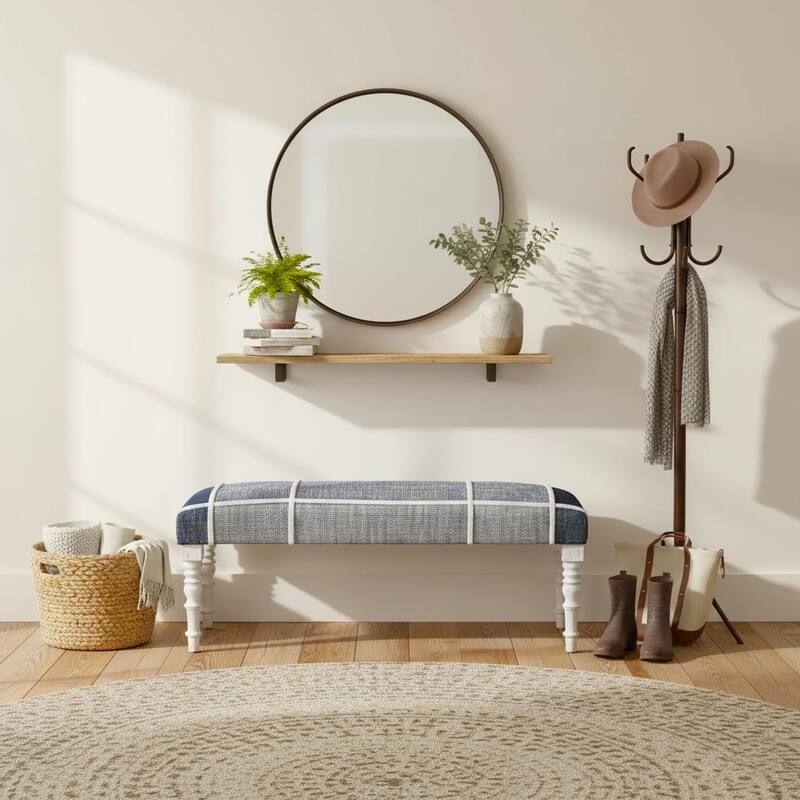 Beau 47" Upholstered Entryway Bench by Sevita - 16"W x 47"L x18"H