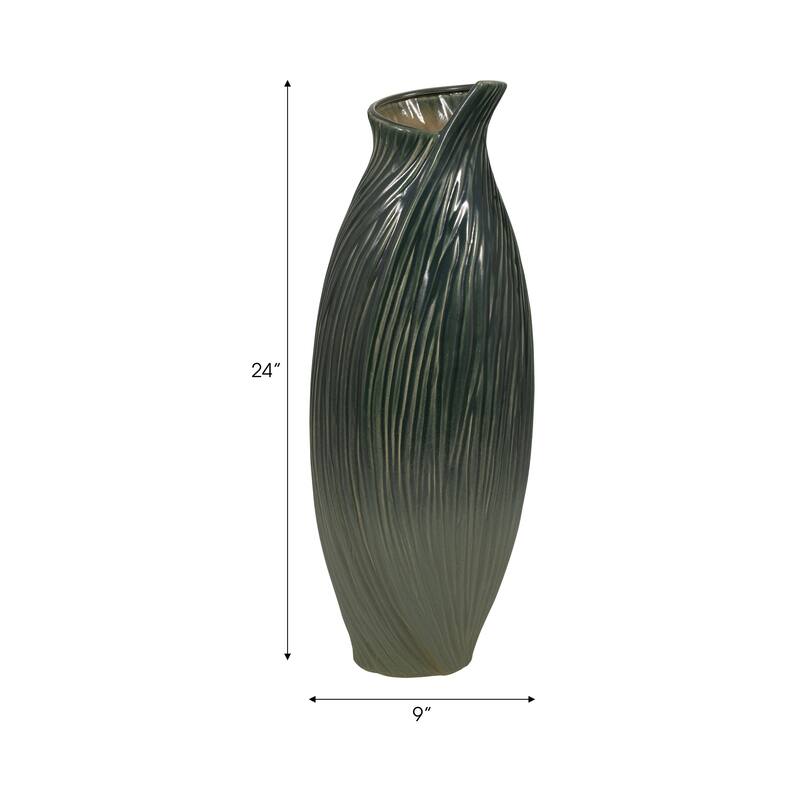 Ceramic Stylish Rubpert Contemporary Vase - Green