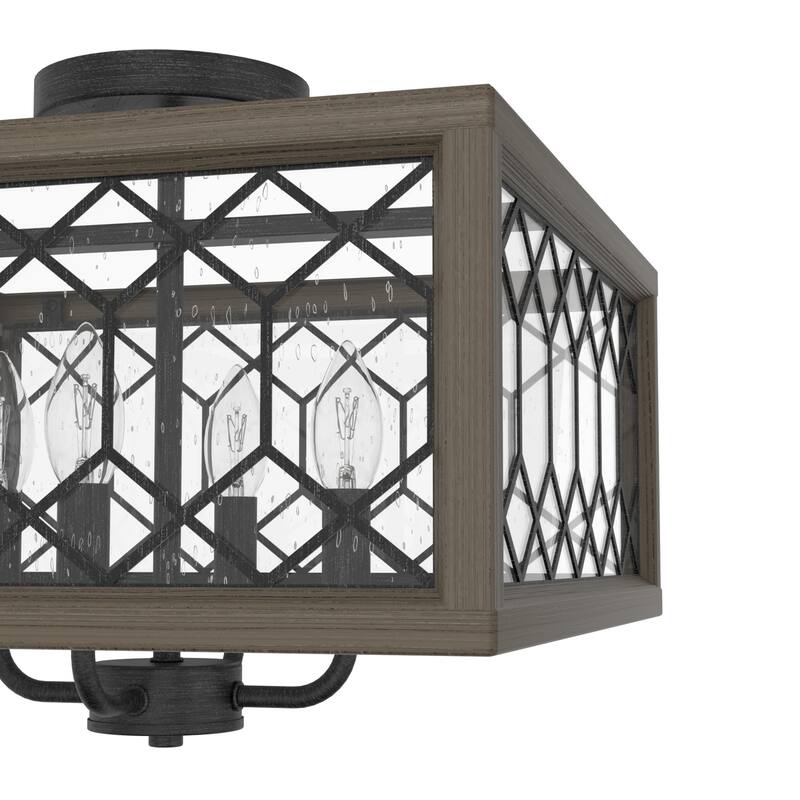 Hunter Chevron 2 or 4 Light Flush Mount Ceiling Light - Farmhouse, Transitional, Rustic, Lattice