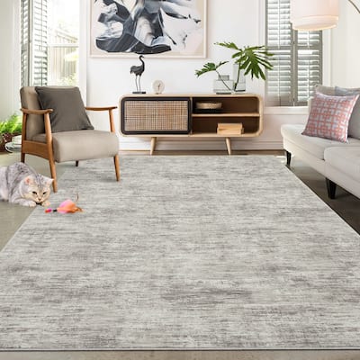 Rugs for Living Room Modern Abstract Area Rug Non-Slip Low Pile Accent Rug Soft Foldable Solid Rug
