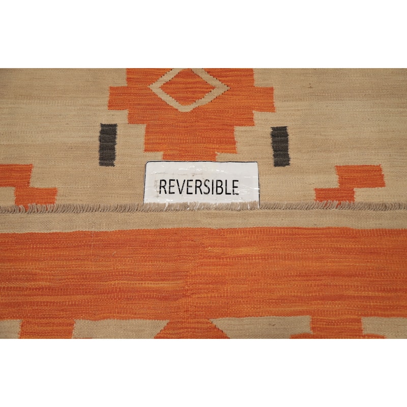Hand Woven Oriental 100% Wool Carpet Southwestern Tribal Brown Kilim Area Rug - 8' 0'' X 4' 10''
