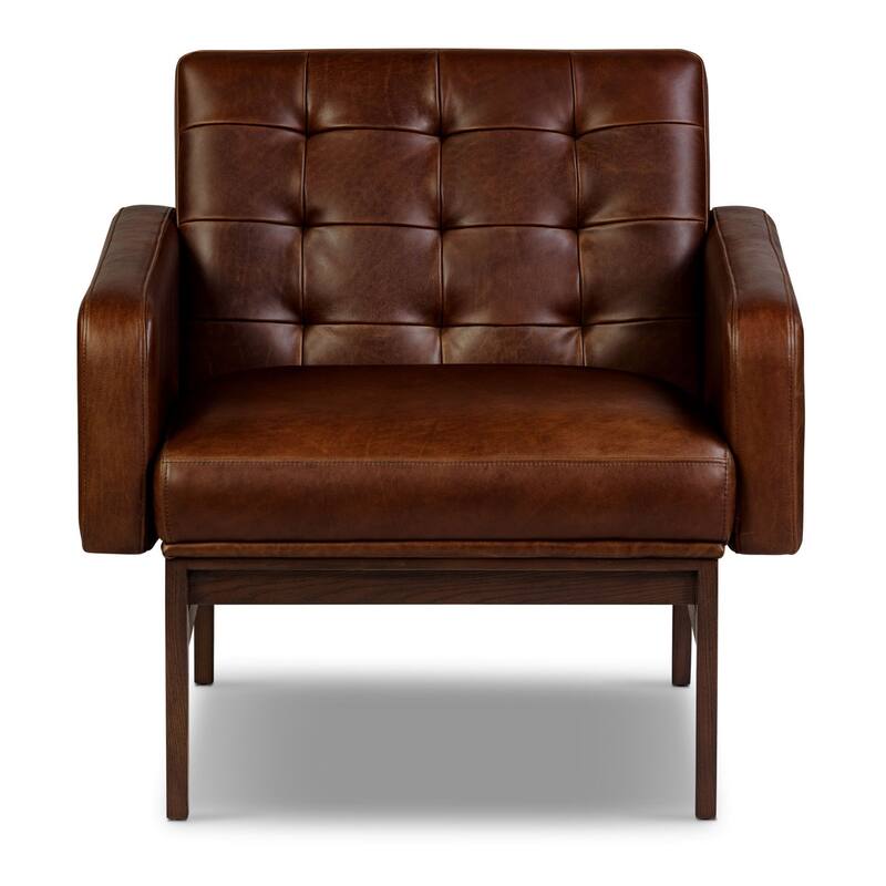 Poly & Bark Herstal Full-Grain Genuine Italian Leather Lounge Chair - Oscuro Brown