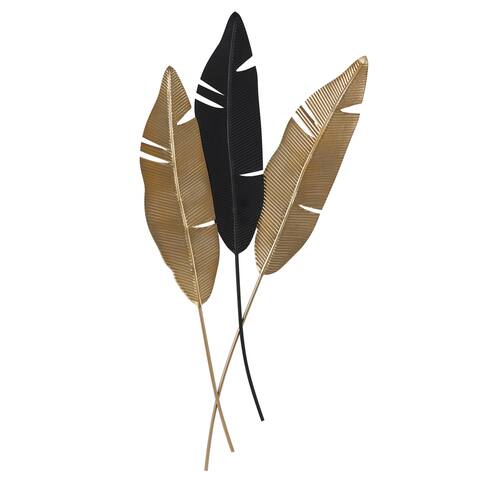 Gold Metal Contemporary Wall Decor Floral and botanical 53 x 24 x 1