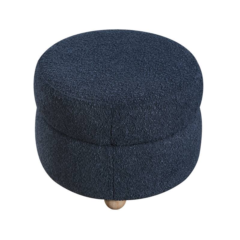 Arden 31" Boucle Swivel Chair with Ottoman - Solid Wood Legs