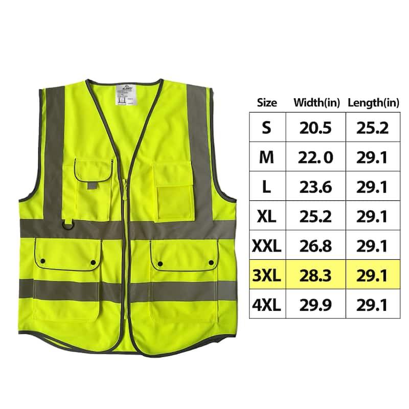 ALEKO Safety Vest 3X-Large size with Pockets Class 2 ANSI/ISEA ...