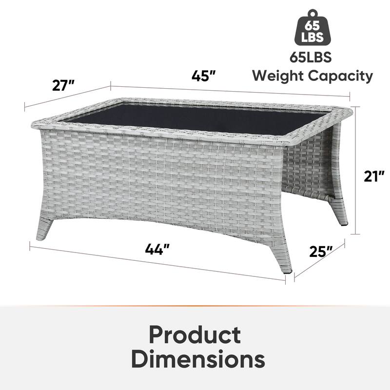 Outdoor Wicker Coffee Table with Storage Shelf