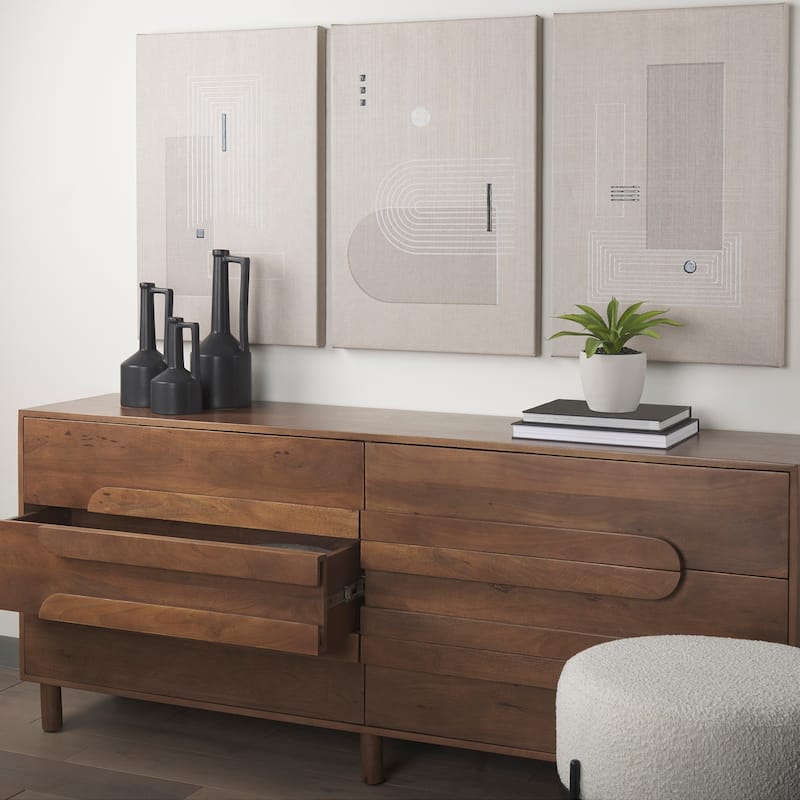 Astrid Medium Brown Solid Mango Wood 6 Drawer Sideboard - 74.3L x19.8W x 29.5H