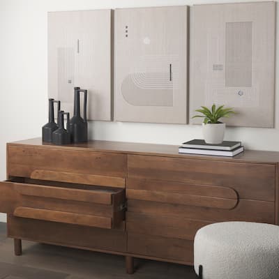 Astrid Medium Brown Solid Mango Wood 6 Drawer Sideboard - 74.3L x19.8W x 29.5H