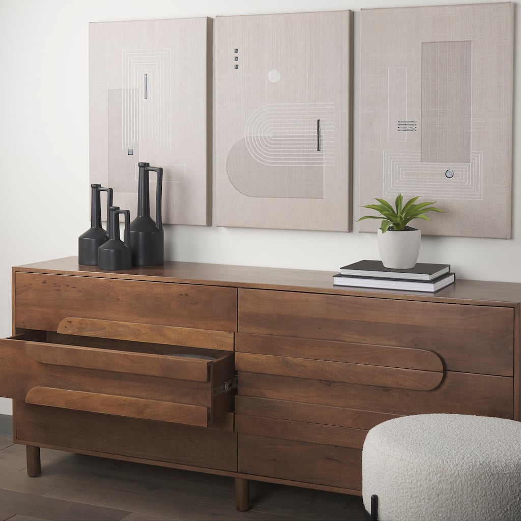 Astrid Medium Brown Solid Mango Wood 6 Drawer Sideboard - 74.3L x19.8W x 29.5H