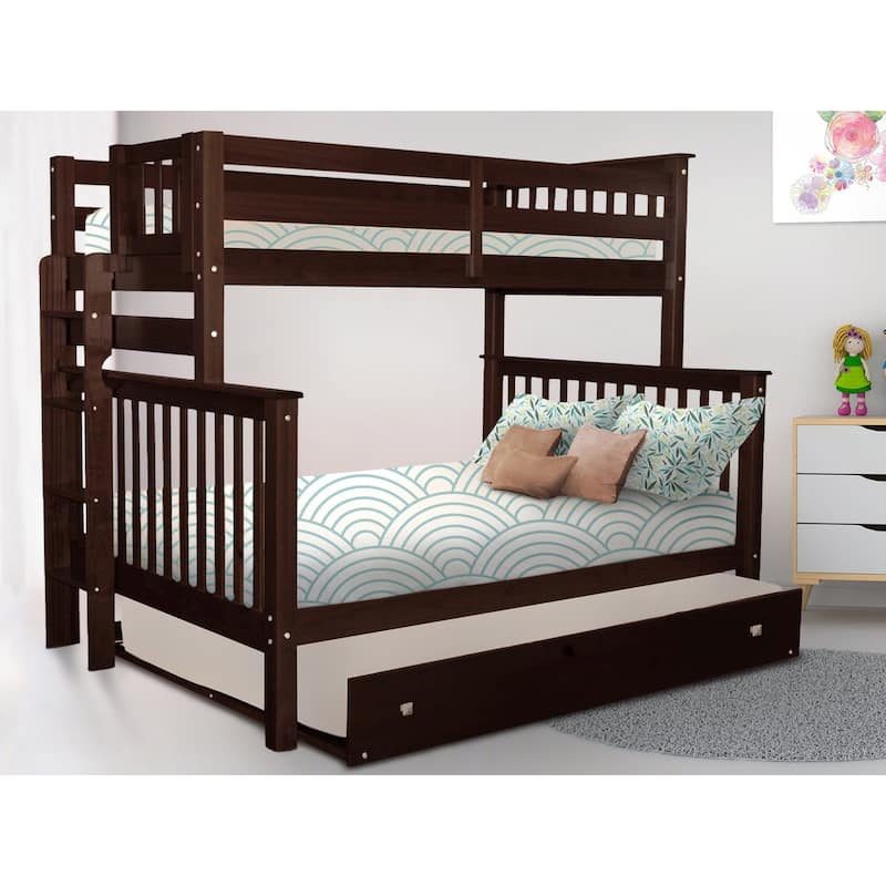 Taylor & Olive Trillium Twin over Full Bunk Bed Ladder, Full Trundle - Dark Cherry