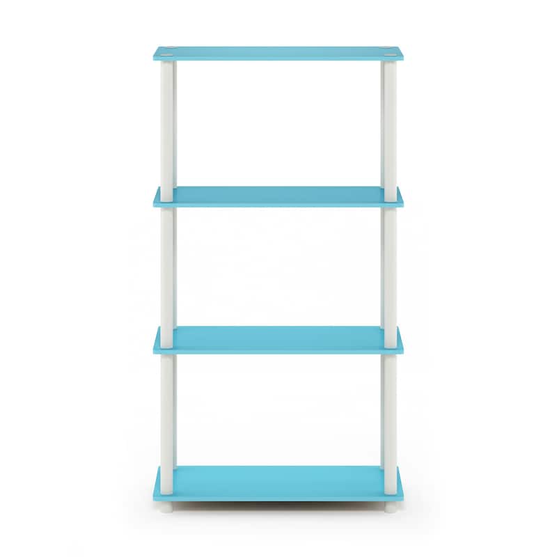 Furinno Turn-N-Tube 4-Tier Multipurpose Shelf Display Rack, Americano/Black - Light Blue/White