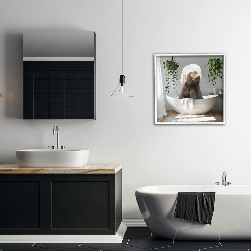 Stupell Bear in Refreshing Spa Bath Framed Giclee Art Design By CAD Designs