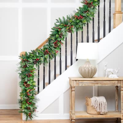 Mixed Pine with Berries Artificial Christmas Garland - 10' x 15" - Unlit