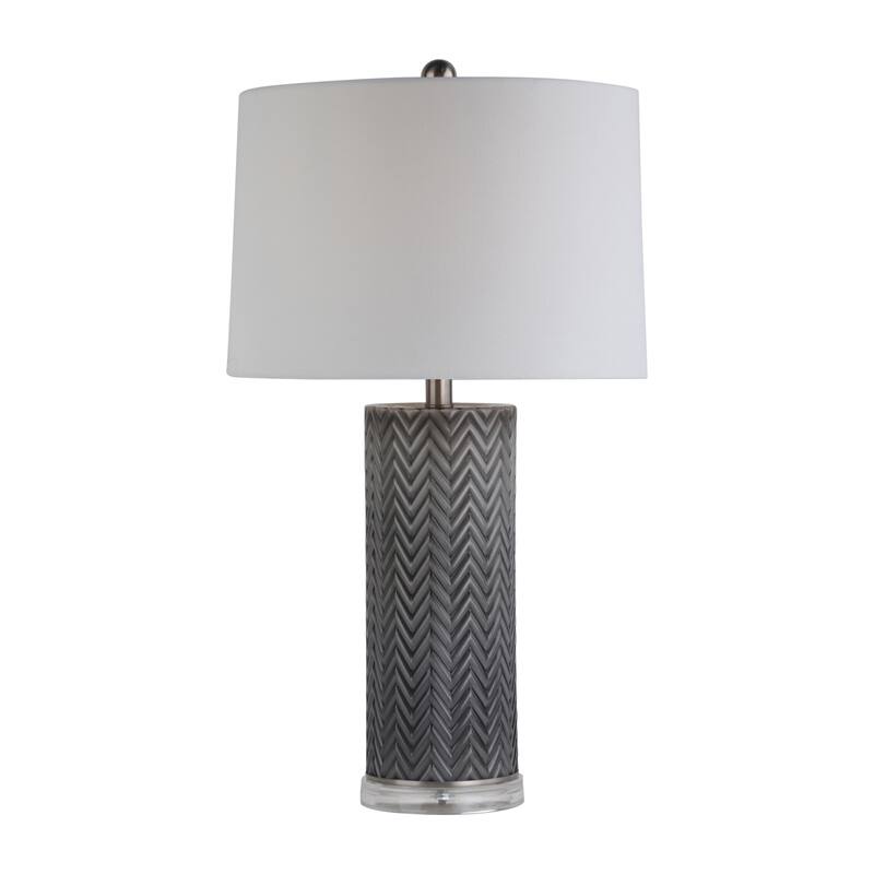 Sagebrook Home Modern Chevron Textured Table Lamp - 15" x 15" x 28" - Chevron Gray