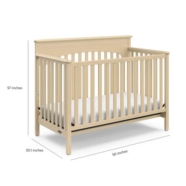 dimension image slide 3 of 6, Graco Lauren 4-in-1 Convertible Crib - Converts to Toddler Bed, Daybed, and Full-Size Bed, 3 Adjustable Mattress Heights