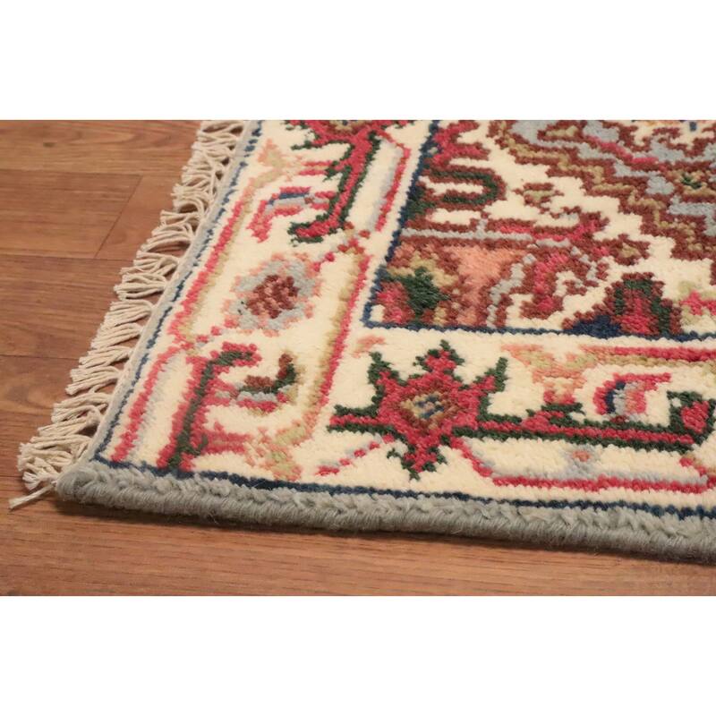 Hand Knotted Oriental 100% Wool Carpet Traditional Medallion Greys & Charcoal Heriz (serapi) Area Rug - 3' 0'' X 2' 0''
