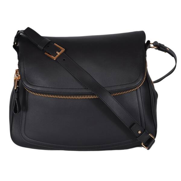 Shop Tom Ford Black Leather Large Jennifer Crossbody Saddle Bag Purse Overstock