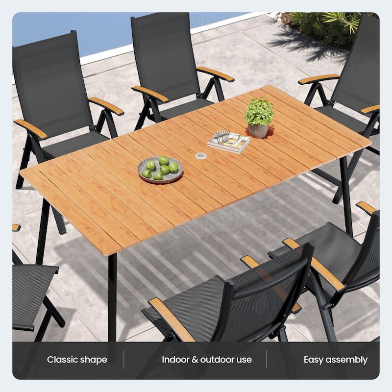 7/9-Piece Outdoor Patio Dining Set Aluminum Rectangular Dining Table and Folding Chairs
