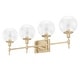 preview thumbnail 2 of 45, Hunter Xidane Vanity Wall Light - Bathroom, Mid Century Modern, Glam - Clear glass