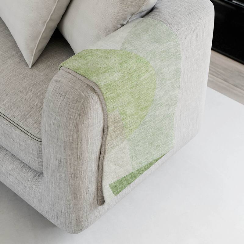 Premium Machine Washable Floral Sherpa Throw Blanket - Olive - 4'2" x 5'10"