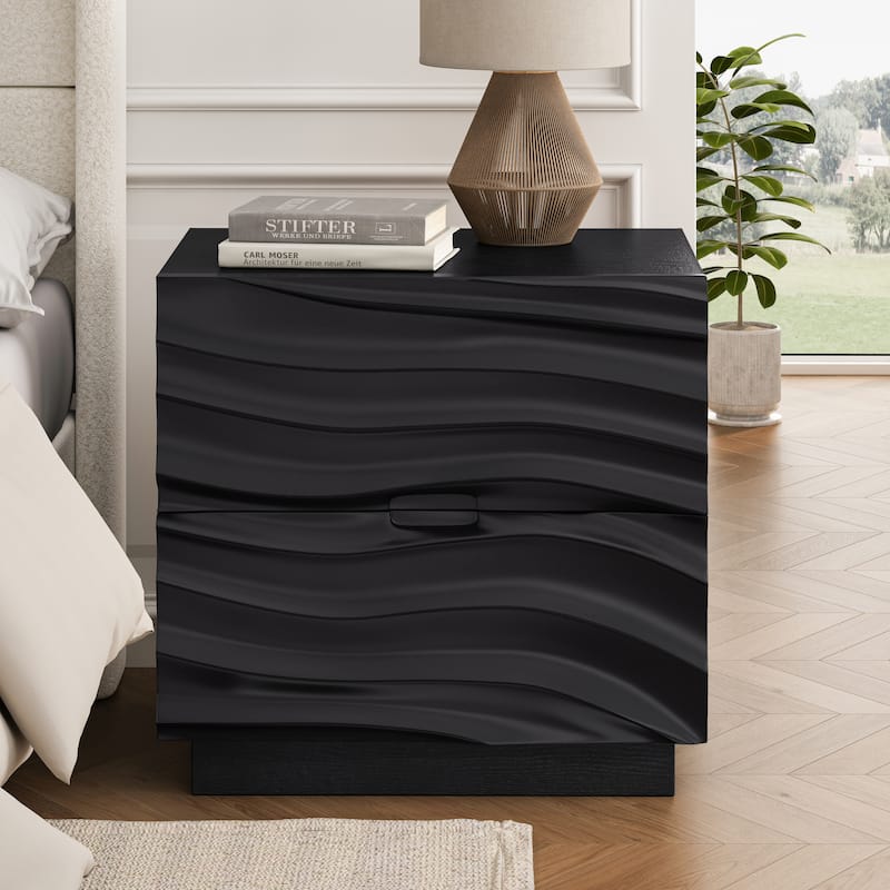 Mid-Century Modern Woodern Nightstand with Storage Drawers