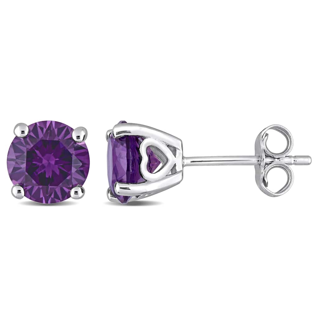 Miadora Alexandrite Birthstone Solitaire Stud Earrings in Sterling Silver