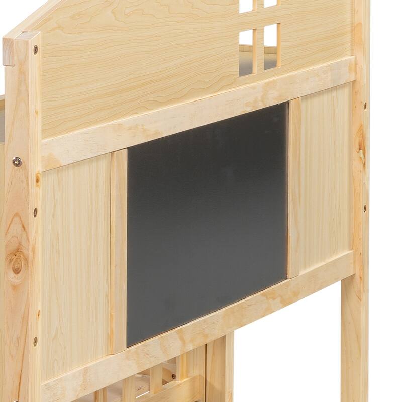 Full-Size Montessori Floor Bed with Bookcases, Blackboards, and Storage Headboards for Kids and Teens